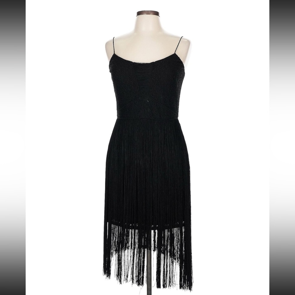 Aiden by Aiden Mattox Black Fringe Cocktail Dress